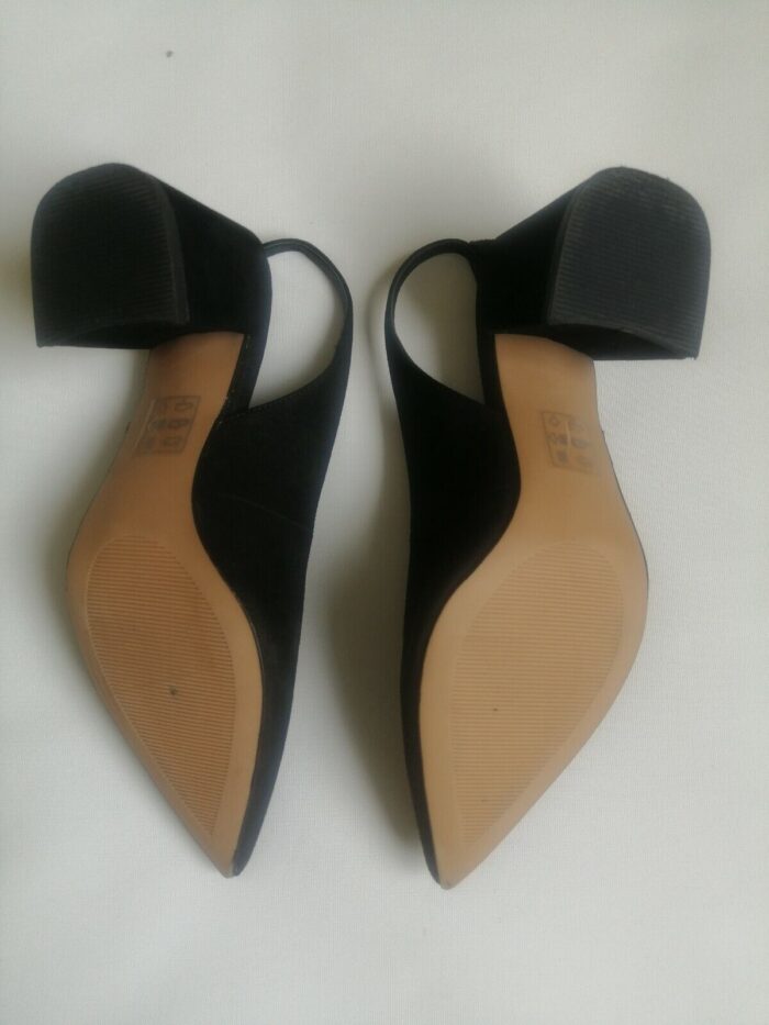 Asos Womens Low Heel Black Suede Slingback Shoes