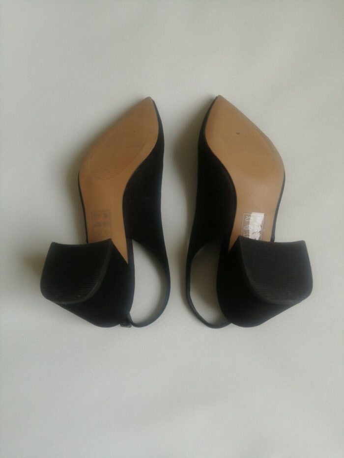 Asos Womens Low Heel Black Suede Slingback Shoes