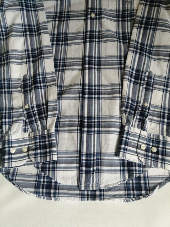Gant Mens Blue White Check Small Size Long Sleeve Shirt
