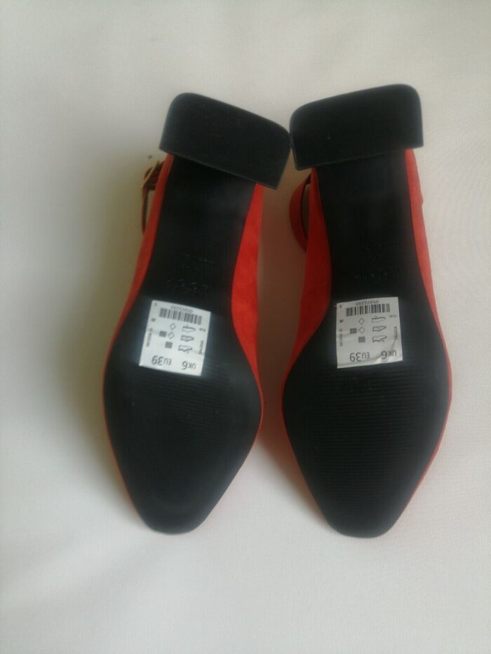 New Look Womens High Block Heel Red Suede Shoes