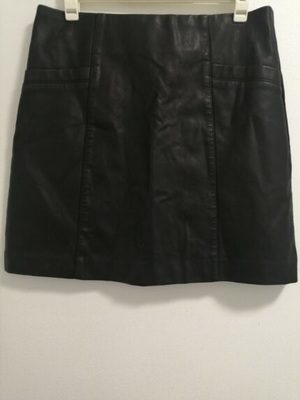 Womens New Look Black Leather Mini Skirt