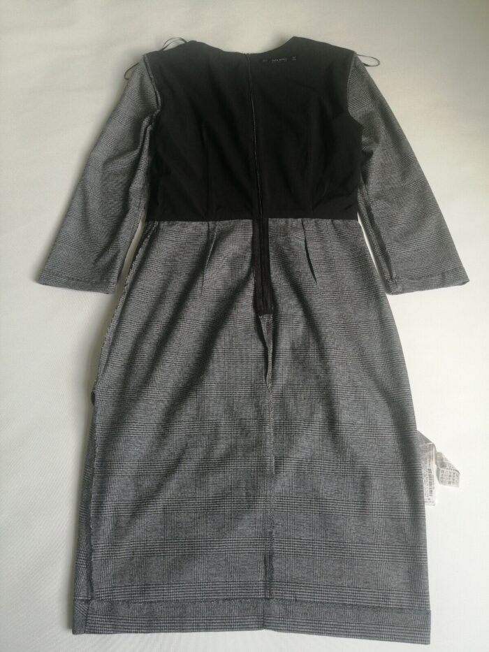 Zara Womens Black And Grey Check Long Sleeve Small Size Dress