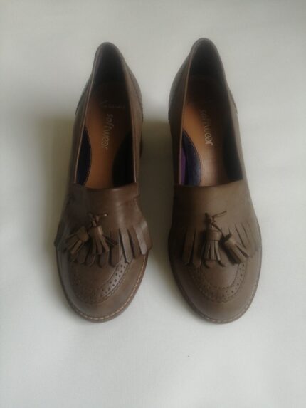 Clarks Softwear Womens Leather Block Heel Slip On Ladies Shoes Size UK 7